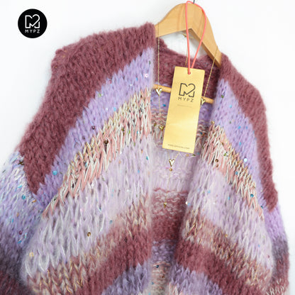 Chunky Mohair cardigan Whisper Rose