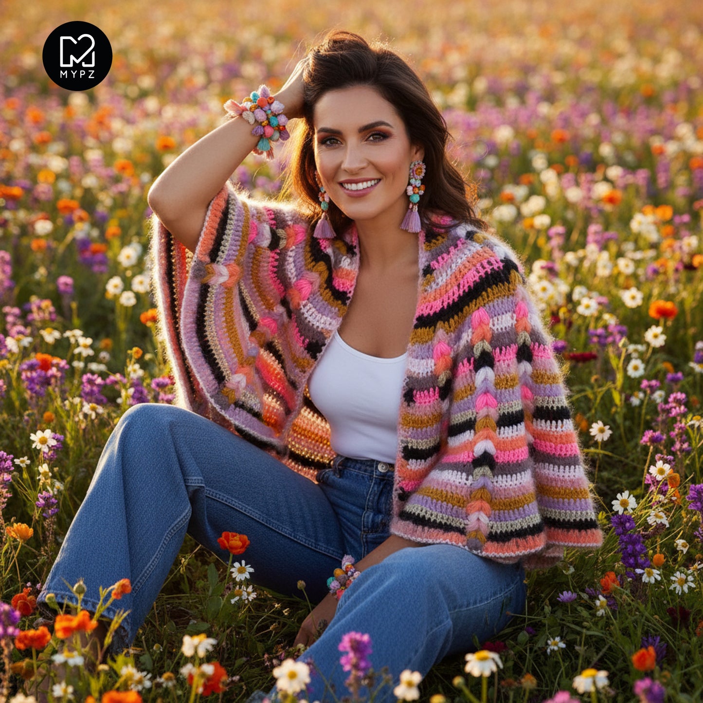 Crochet pattern - MYPZ Boho shawl (ENG-NL-DE-FR-ES)