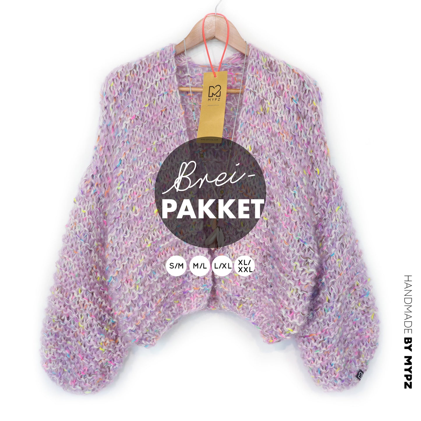 Knitting Kit – MYPZ Short Chunky Mohair-Merino Cardigan Confetti Nights No.15 (ENG-NL-DE)