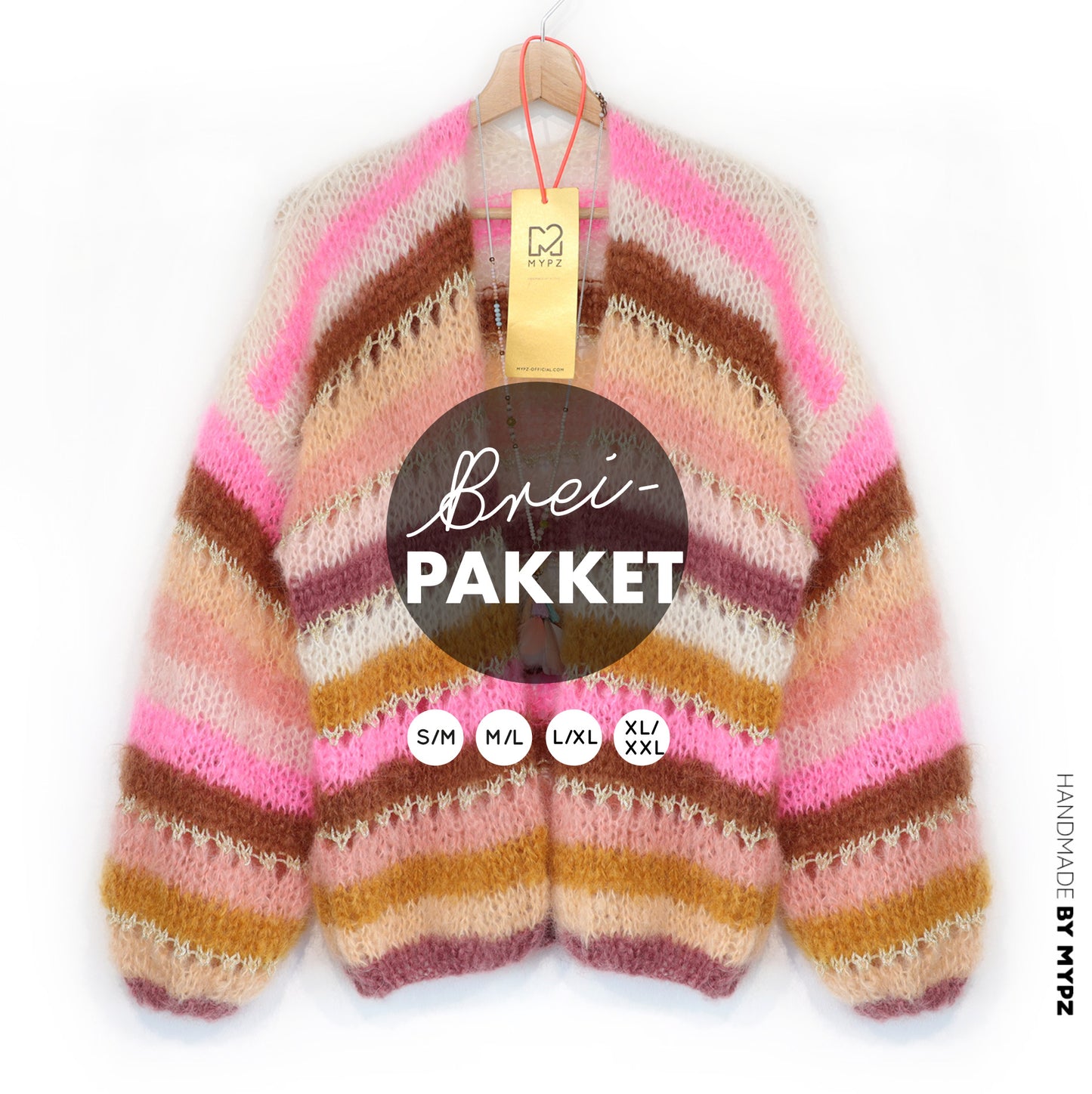 Knitting kit – MYPZ Light Mohair Cardigan Caramel No10 (ENG-NL-DE)