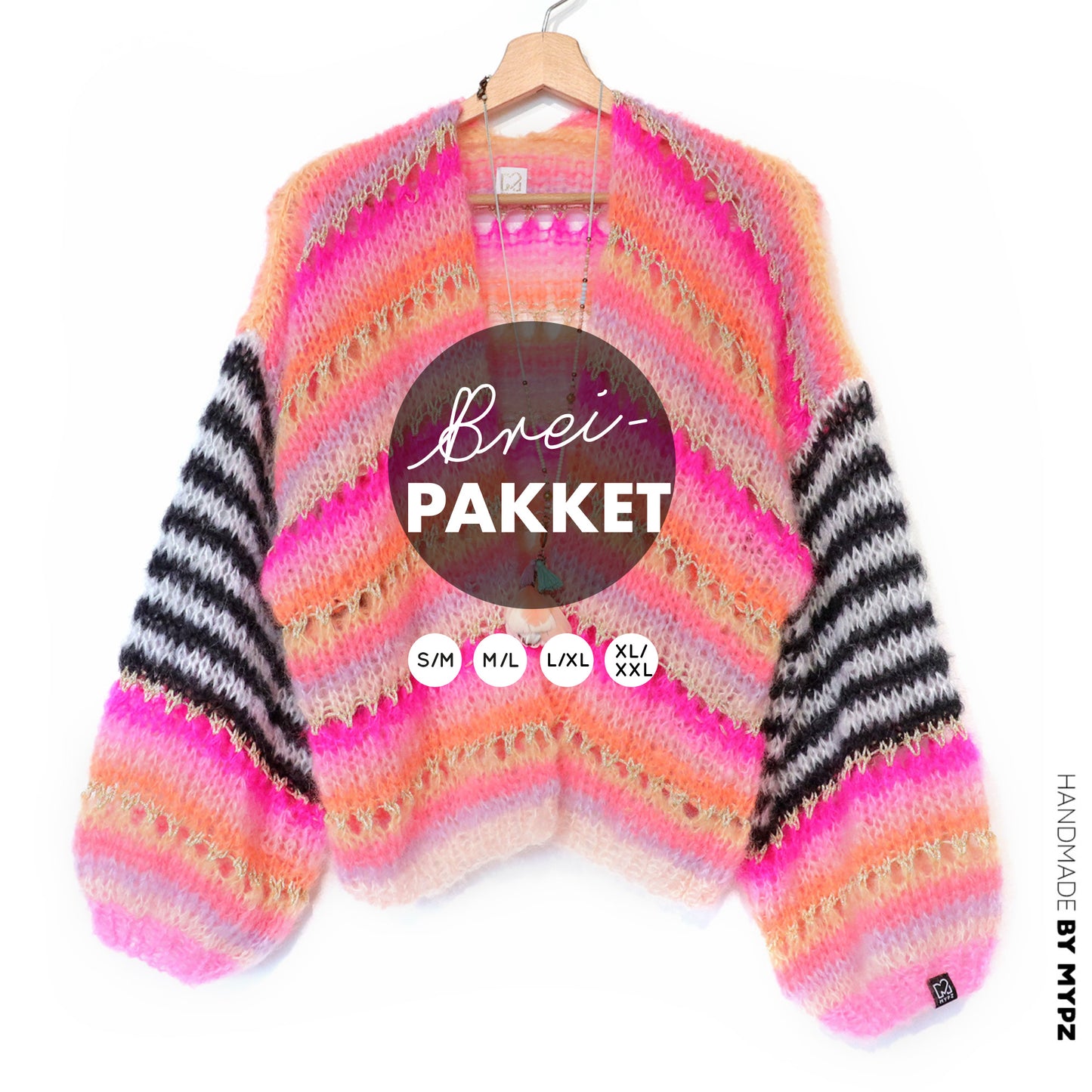 Knitting kit – MYPZ Light Mohair Cardigan Pink Magic No10 (ENG-NL-DE)