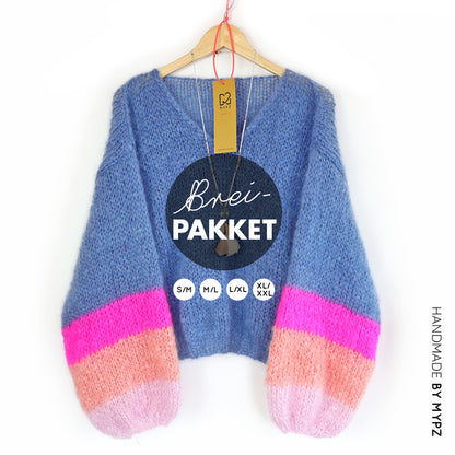 Knitting Kit – MYPZ Basic Light Mohair v-neck Pullover Bluish no10 (ENG-NL)