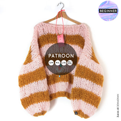 Patrón de punto – Suéter básico MYPZ BIG grueso de mohair Apache para principiantes No15 (ENG-NL-FR-ES)