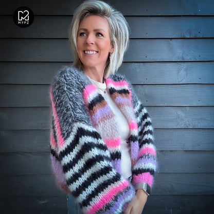 Knit pattern – Short Chunky Mohair Cardigan Alex No.12 (ENG-NL-DE)