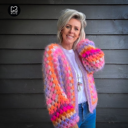 Crochet pattern - MYPZ Hexagon Cardigan Pink Vibes (ENG-NL-DE-FR-ES)