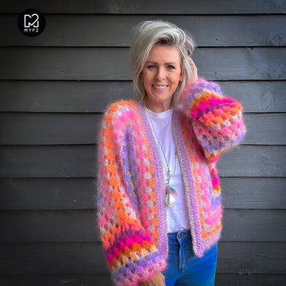 Crochet pattern - MYPZ Hexagon Cardigan Pink Vibes (ENG-NL-DE-FR-ES)