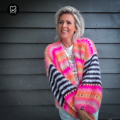 Knitting kit – MYPZ Light Mohair Cardigan Pink Magic No10 (ENG-NL-DE)