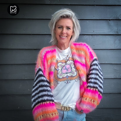 Knitting kit – MYPZ Light Mohair Cardigan Pink Magic No10 (ENG-NL-DE)