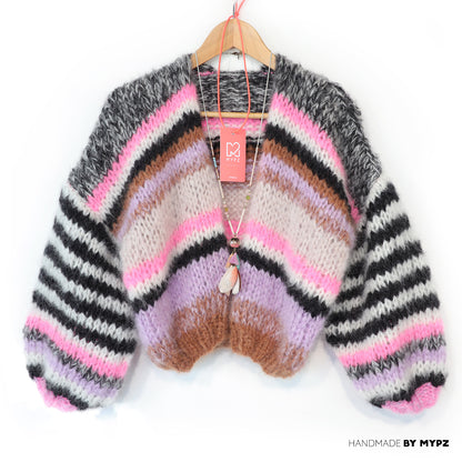 Knit pattern – Short Chunky Mohair Cardigan Alex No.12 (ENG-NL-DE)