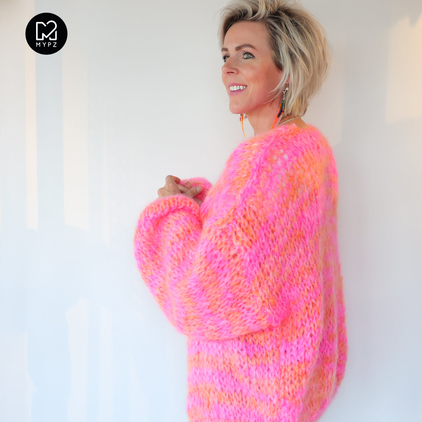 MYPZ Chunky Mohair Cardigan Orange-Pink