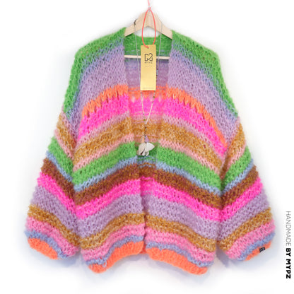 MYPZ Chunky Mohair Cardigan Rainbow Sorbet
