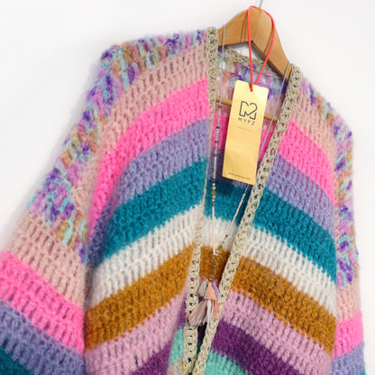 Crochet kit - Chunky Mohair cardigan Sunset Glow (ENG-NL-DE)