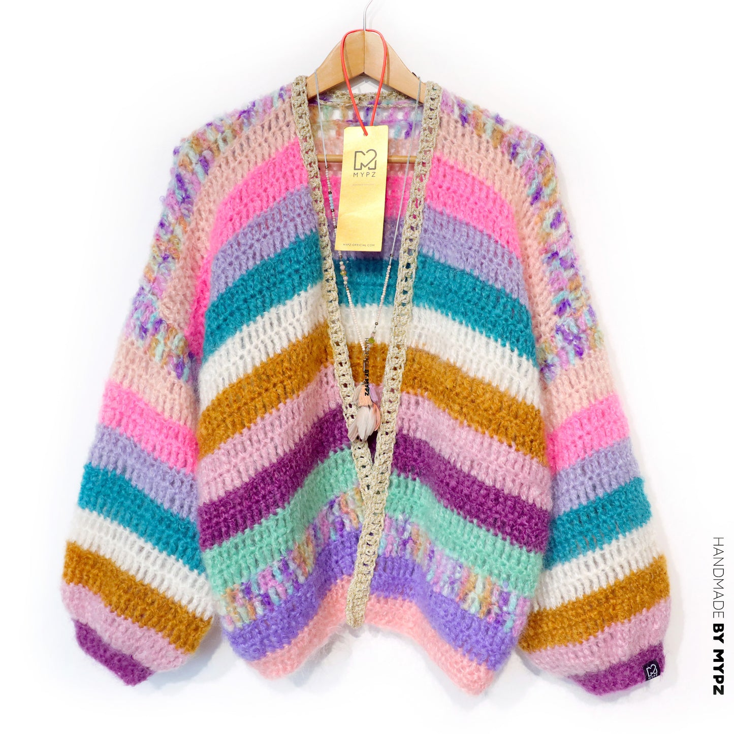 Crochet kit - Chunky Mohair cardigan Sunset Glow (ENG-NL-DE)