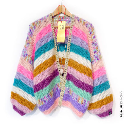Crochet kit - Chunky Mohair cardigan Sunset Glow (ENG-NL-DE)