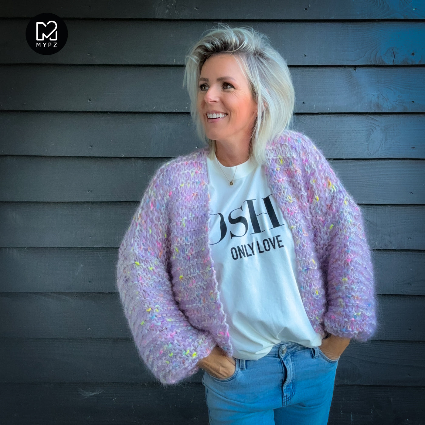 MYPZ Short Chunky Mohair Cardigan Confetti Nights