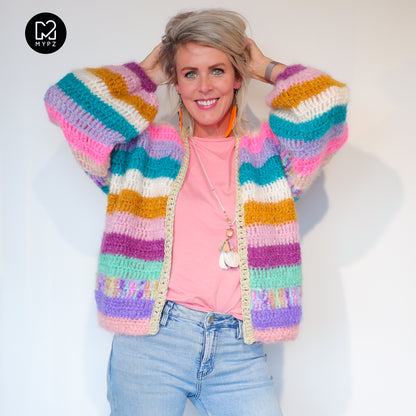 Crochet pattern - MYPZ Chunky Mohair cardigan Sunset Glow (ENG-NL-DE)