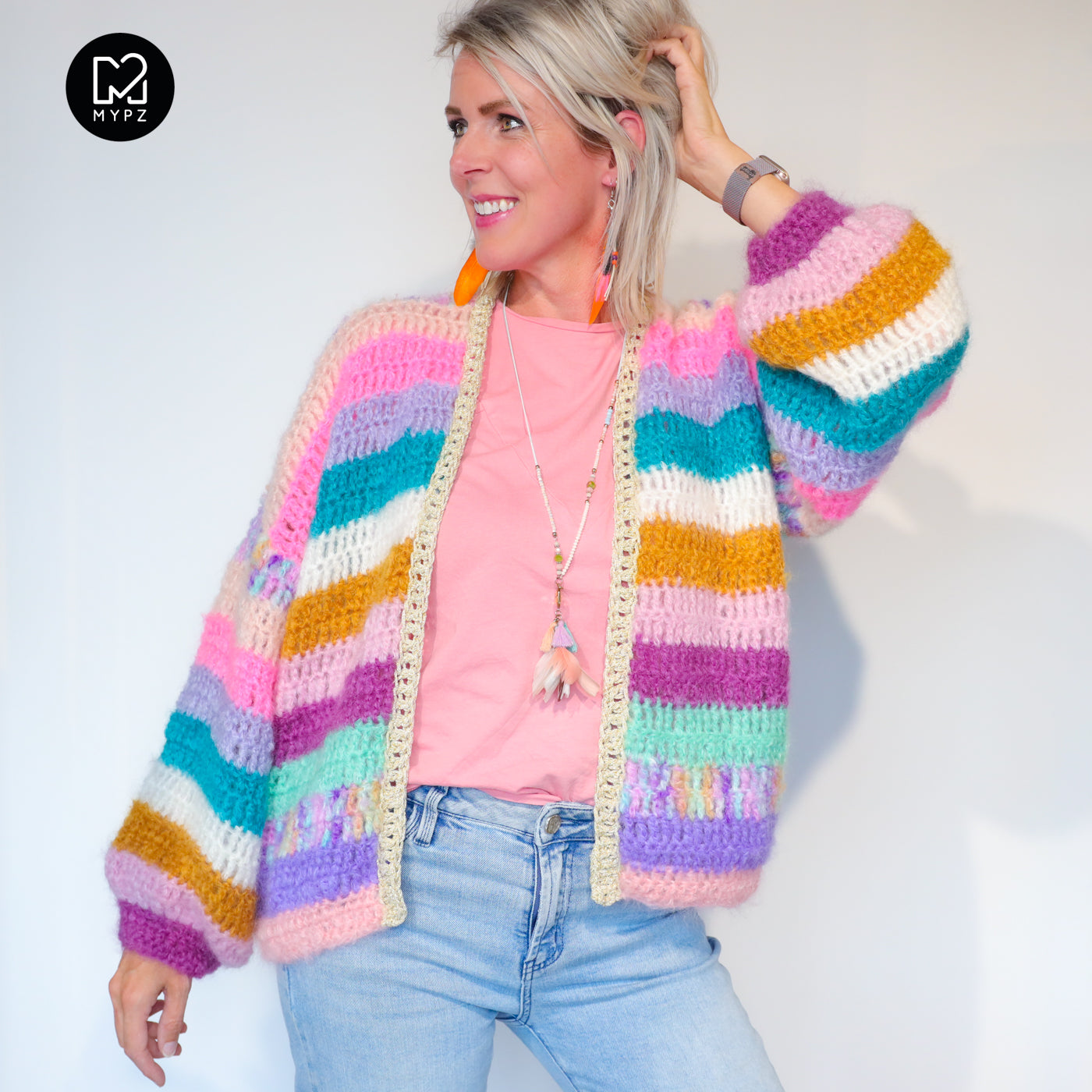 Crochet pattern - MYPZ Chunky Mohair cardigan Sunset Glow (ENG-NL-DE)
