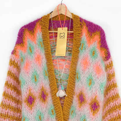 Patrón de punto - Chaqueta Flora de mohair grueso n.º 12 (ENG-DE-NL-ES-FR-IT-DA-SV-NO)