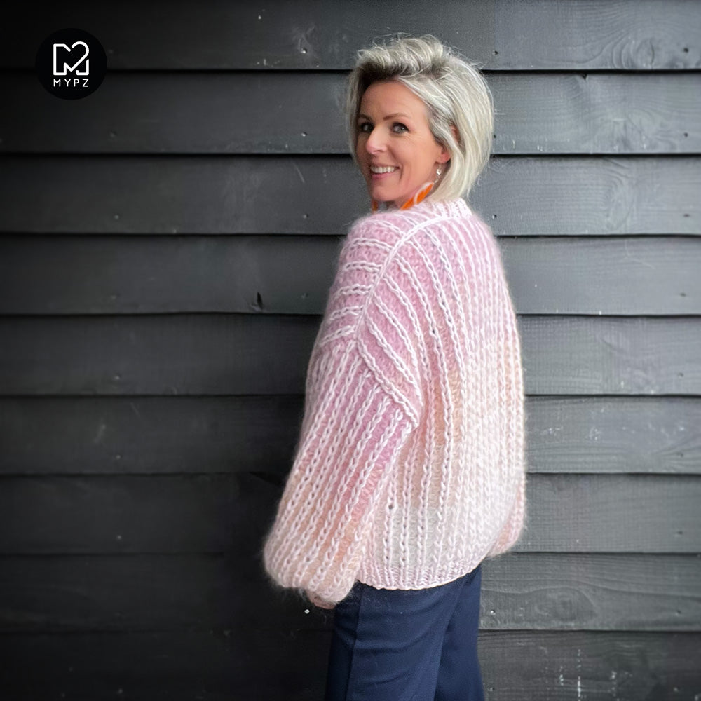 MYPZ Chunky Mohair Rib Cardigan Vanilla