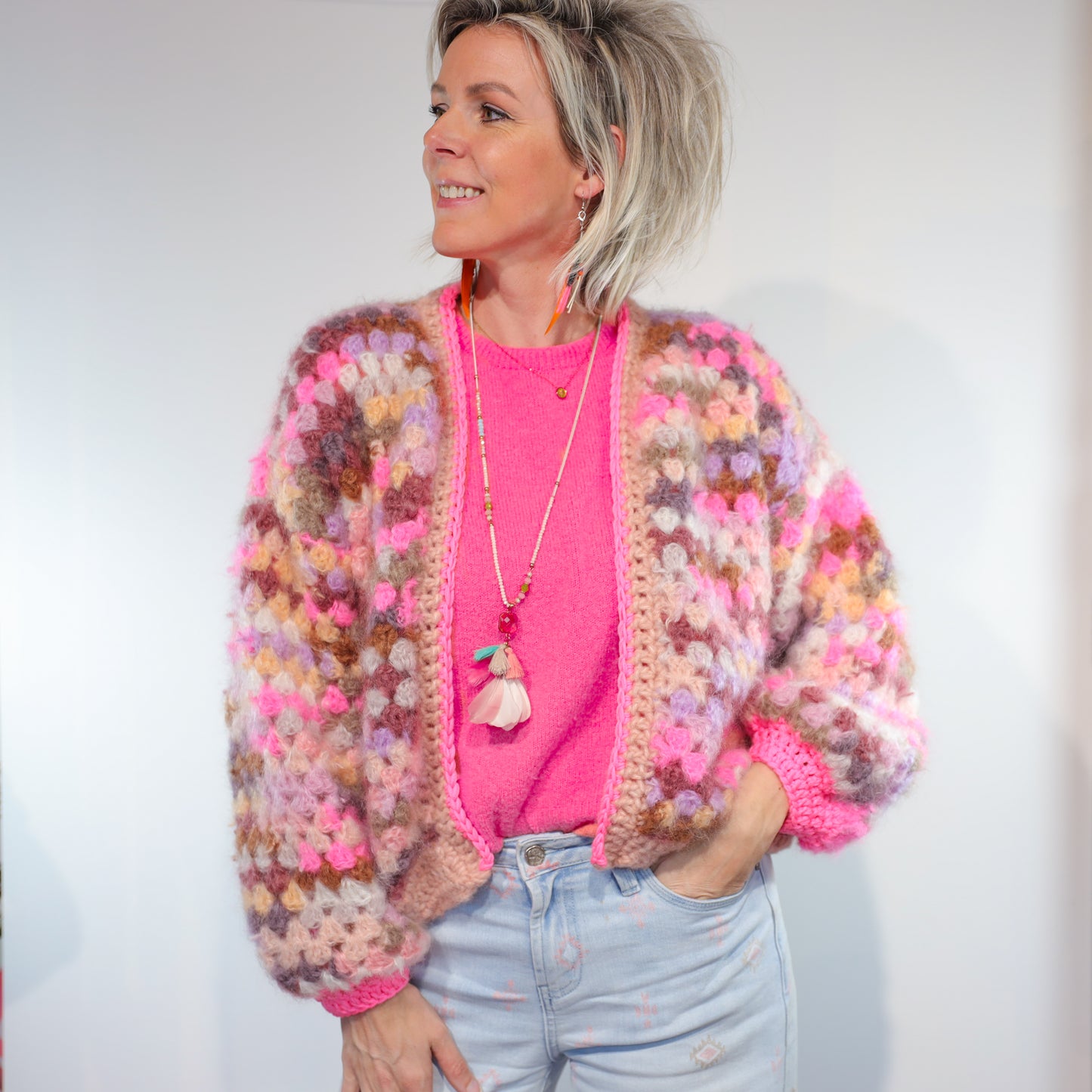 Crochet kit - MYPZ Mohair cardigan Pastel Bloom (ENG-NL-DE)