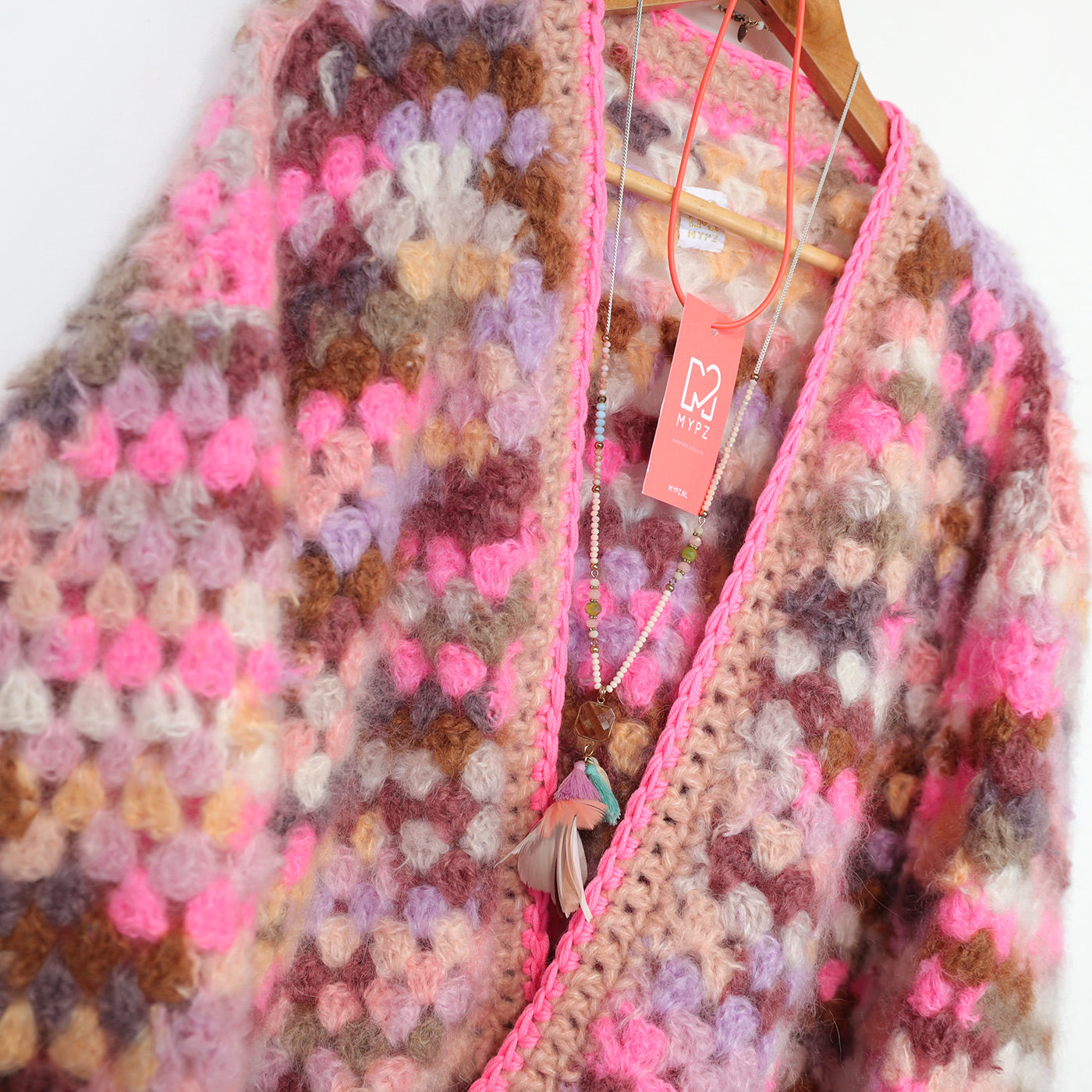 Crochet kit - MYPZ Mohair cardigan Pastel Bloom (ENG-NL-DE)