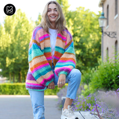 Crochet kit - Chunky Mohair cardigan Gemstone (ENG-NL)