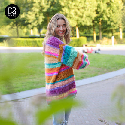 Crochet kit - Chunky Mohair cardigan Gemstone (ENG-NL)