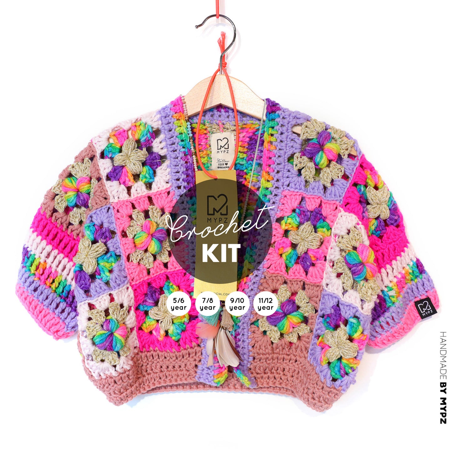 Crochet kit - Flowergranny cardigan Maia for kids