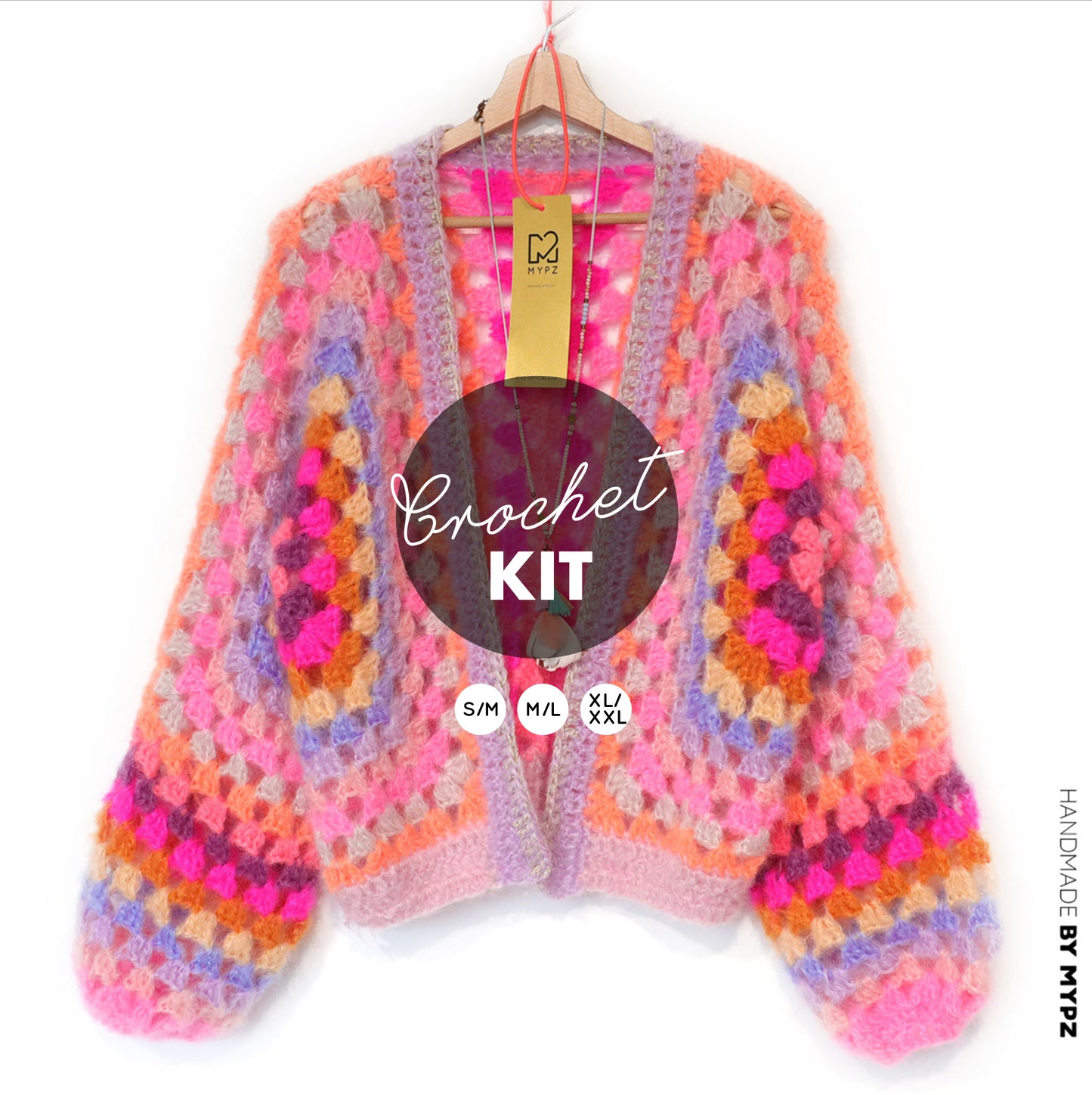 Kit de ganchillo - MYPZ Cárdigan Hexágono Pink Vibes (ENG-NL-DE-FR-ES)