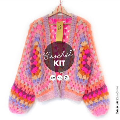 Kit de ganchillo - MYPZ Cárdigan Hexágono Pink Vibes (ENG-NL-DE-FR-ES)