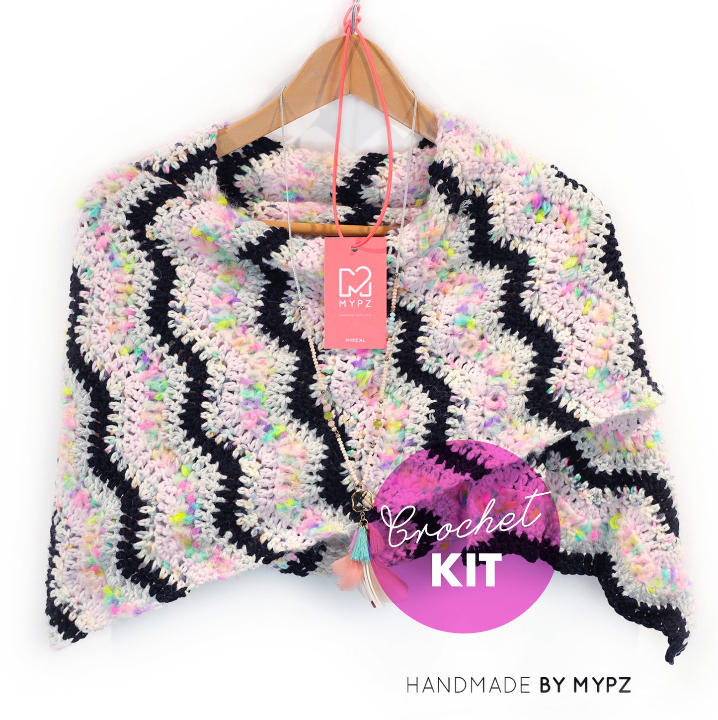 Crochet kit – MYPZ scarf Happy Mess (ENG-NL)