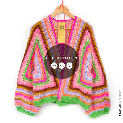Crochet pattern - MYPZ Hexagon Cardigan Vibrant Soul (ENG-NL-DE-FR-ES)