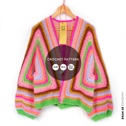 Crochet pattern - MYPZ Hexagon Cardigan Vibrant Soul (ENG-NL-DE-FR-ES)