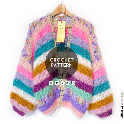 Crochet pattern - MYPZ Chunky Mohair cardigan Sunset Glow (ENG-NL-DE)