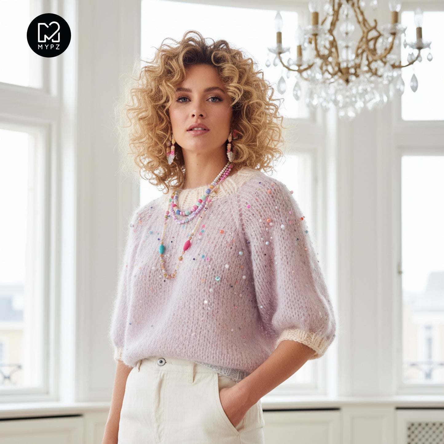 Knitting Kit – MYPZ light top-down sweater Diamonds and Pearls No10 (ENG-NL)