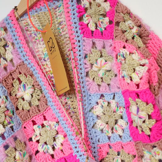 Patrón de ganchillo - Cárdigan Flowergranny Fusion para niños (ING-NEER)