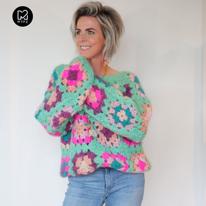 Crochet pattern - MYPZ Granny square Mohair pullover Mint (ENG-NL)