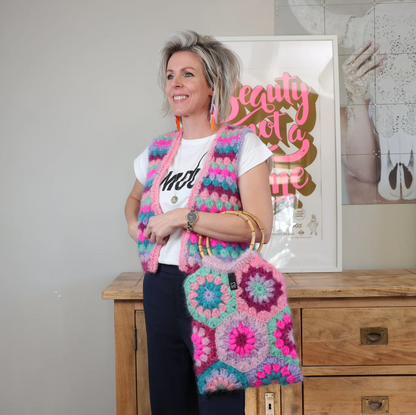 Crochet kit - MYPZ Mohair Granny stripes Gilet Milano (ENG-NL)