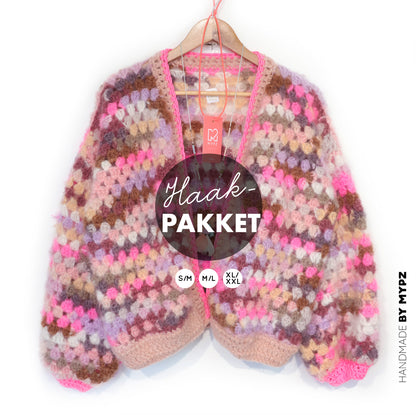 Crochet kit - MYPZ Mohair cardigan Pastel Bloom (ENG-NL-DE)