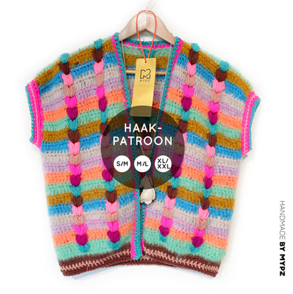 Crochet pattern - Chunky Mohair-merino vest Heartbeat (ENG-NL-DE-FR)