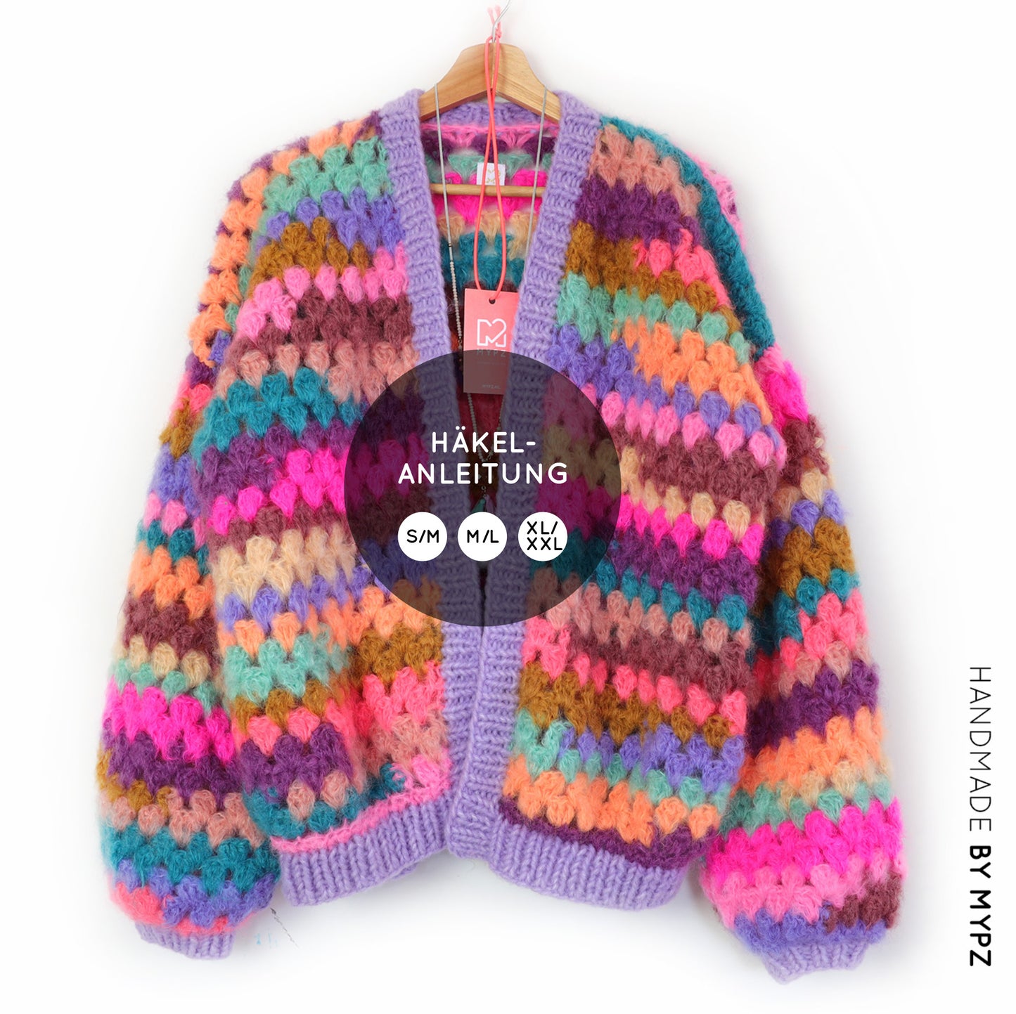 Crochet pattern - MYPZ short Mohair Granny stripes cardigan Fiesta (ENG-NL-DE)