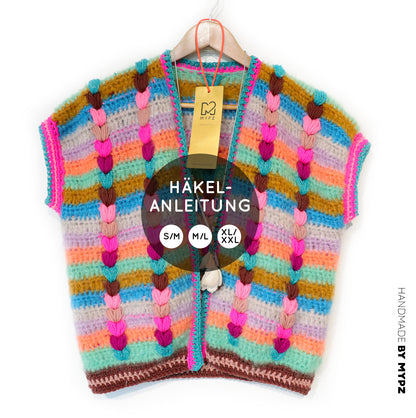 Crochet pattern - Chunky Mohair-merino vest Heartbeat (ENG-NL-DE-FR)