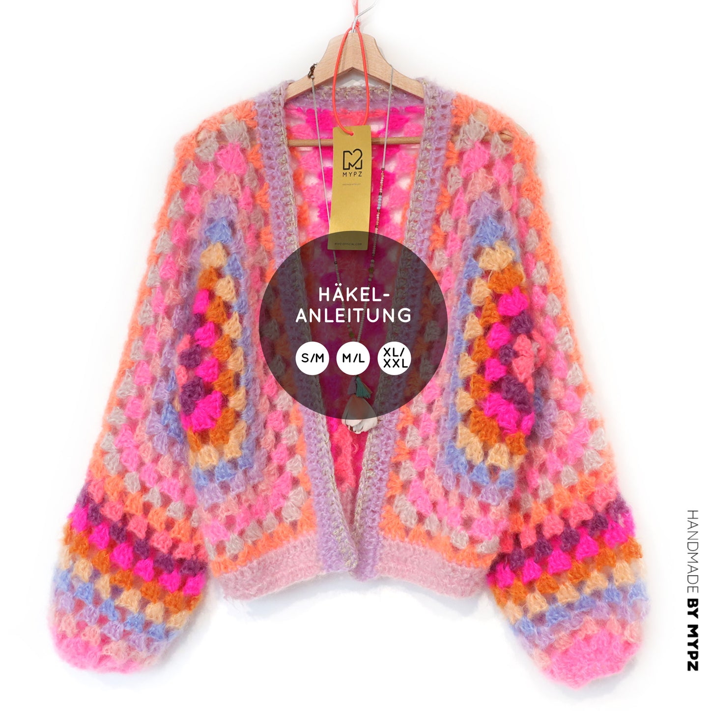 Crochet pattern - MYPZ Hexagon Cardigan Pink Vibes (ENG-NL-DE-FR-ES)