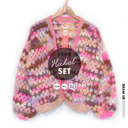 Crochet kit - MYPZ Mohair cardigan Pastel Bloom (ENG-NL-DE)