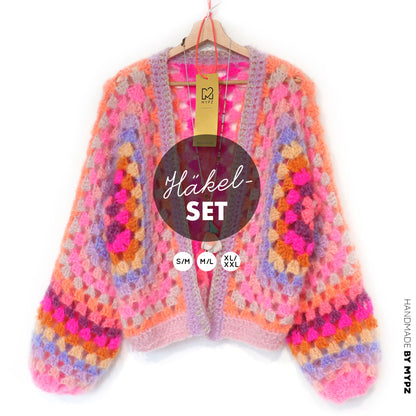 Kit de ganchillo - MYPZ Cárdigan Hexágono Pink Vibes (ENG-NL-DE-FR-ES)