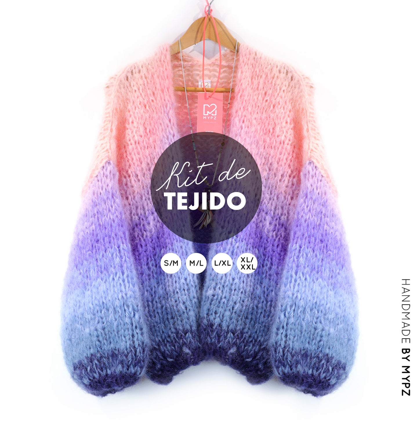 Kit de Tejido – Cárdigan de Mohair Grueso MYPZ Blue Sky No.15 (ENG-NL-DE-FR-ES)