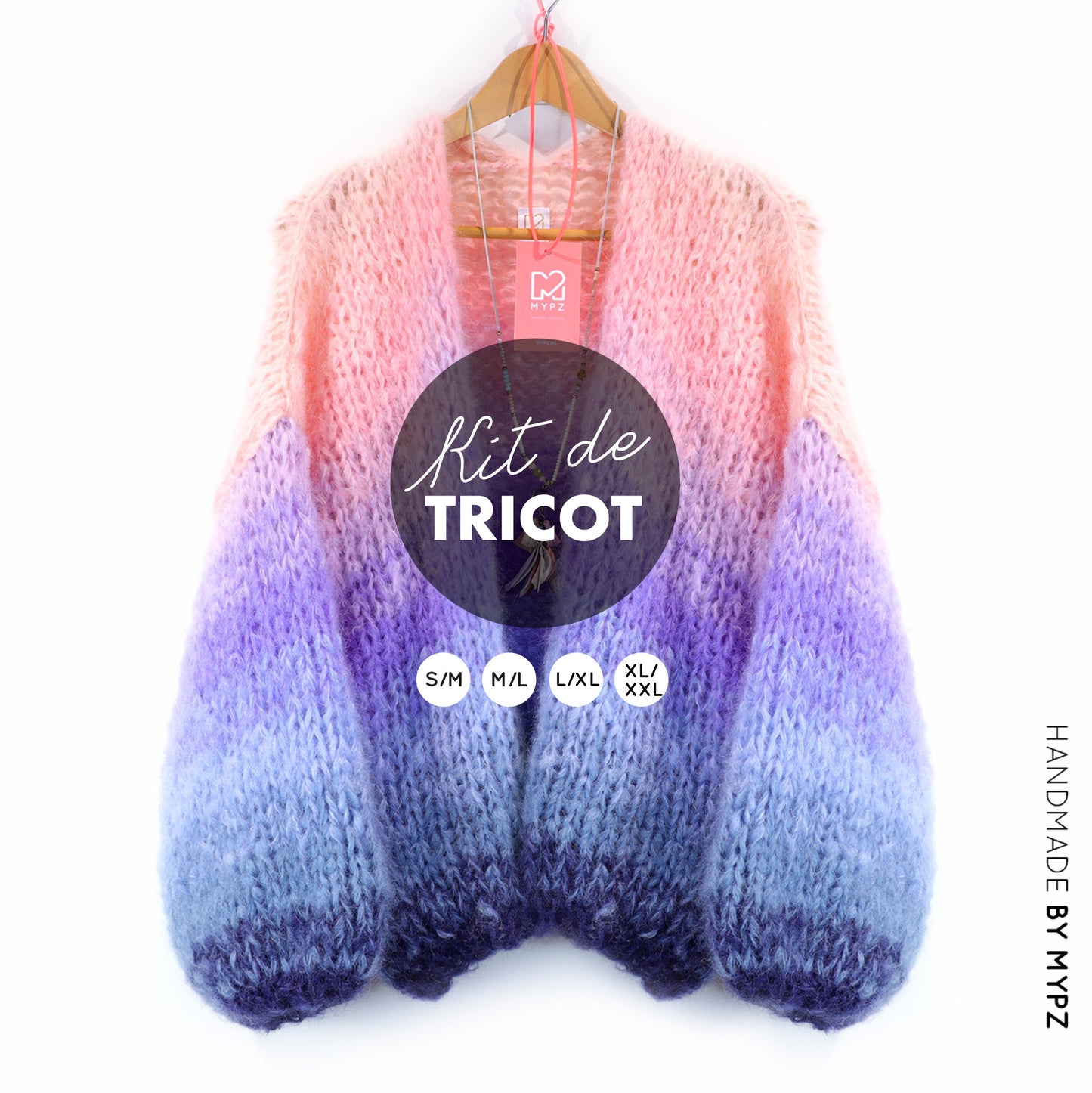 Kit de Tejido – Cárdigan de Mohair Grueso MYPZ Blue Sky No.15 (ENG-NL-DE-FR-ES)