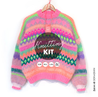 Knitting Kit – Chunky Mohair Pullover Pink Sugar No.6 (ENG-NL-DE)