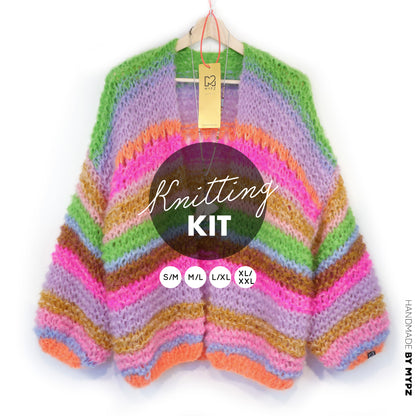 Knitting Kit – MYPZ Chunky Mohair Cardigan Rainbow Sorbet No.15 (ENG-NL-DE)