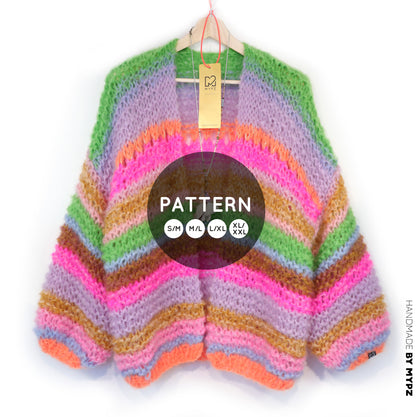 Knitting Kit – MYPZ Chunky Mohair Cardigan Rainbow Sorbet No.15 (ENG-NL-DE)